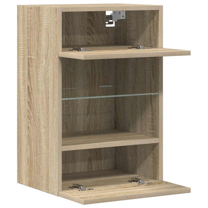 Wall Cabinets with LED Lights for TV 2 pcs Sonoma Oak 40x30x60.5 cm