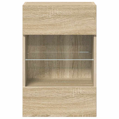 Wall Cabinets with LED Lights for TV 2 pcs Sonoma Oak 40x30x60.5 cm