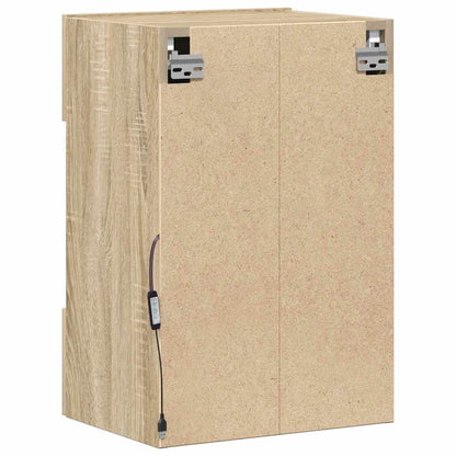 Wall Cabinets with LED Lights for TV 2 pcs Sonoma Oak 40x30x60.5 cm