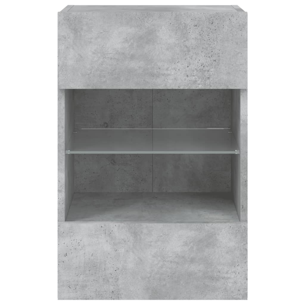 TV Wall Cabinet with LED Lights Concrete Grey 40x30x60.5 cm