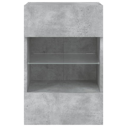 TV Wall Cabinet with LED Lights Concrete Grey 40x30x60.5 cm