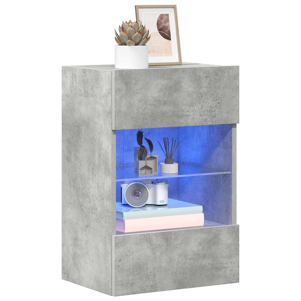Wall Cabinets with LED Lights for TV 2 pcs Concrete Grey 40x30x60.5 cm