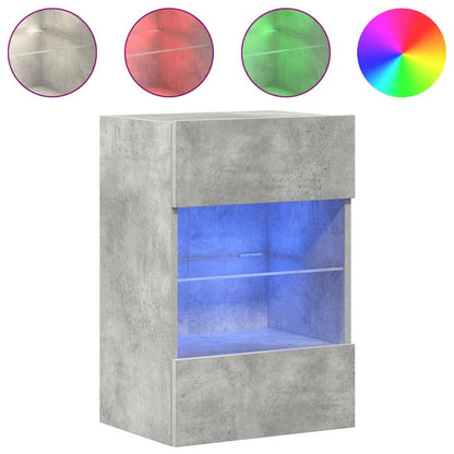 Wall Cabinets with LED Lights for TV 2 pcs Concrete Grey 40x30x60.5 cm