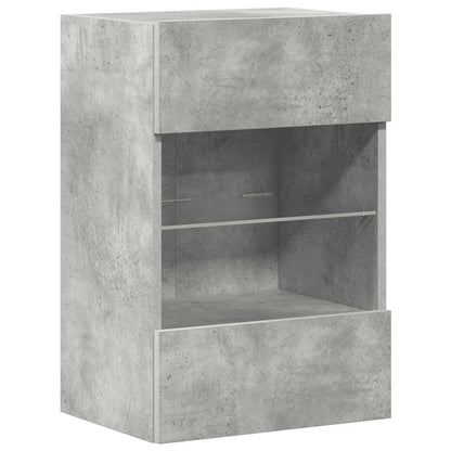 Wall Cabinets with LED Lights for TV 2 pcs Concrete Grey 40x30x60.5 cm