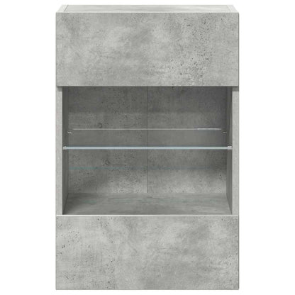 Wall Cabinets with LED Lights for TV 2 pcs Concrete Grey 40x30x60.5 cm