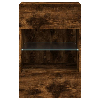 TV Wall Cabinet with LED Lights Smoked Oak 40x30x60.5 cm