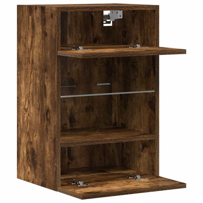 Wall Cabinets with LED Lights for TV 2 pcs Smoked Oak 40x30x60.5 cm