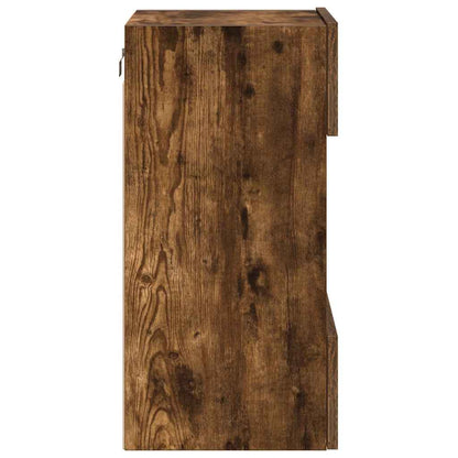 Wall Cabinets with LED Lights for TV 2 pcs Smoked Oak 40x30x60.5 cm