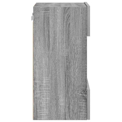 Wall Cabinets with LED Lights for TV 2 pcs Grey Sonoma 40x30x60.5 cm