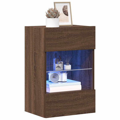 Wall Cabinets with LED Lights for TV 2 pcs Brown Oak 40x30x60.5 cm