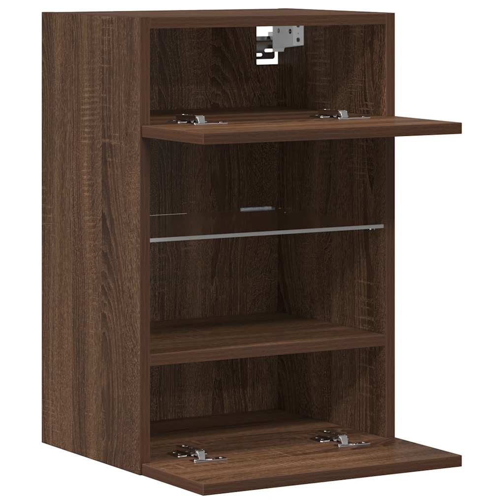 Wall Cabinets with LED Lights for TV 2 pcs Brown Oak 40x30x60.5 cm