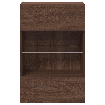 Wall Cabinets with LED Lights for TV 2 pcs Brown Oak 40x30x60.5 cm