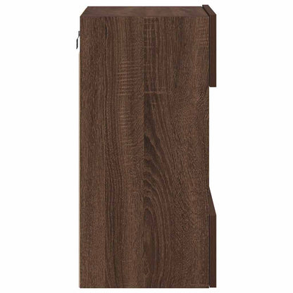 Wall Cabinets with LED Lights for TV 2 pcs Brown Oak 40x30x60.5 cm