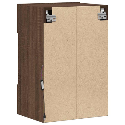 Wall Cabinets with LED Lights for TV 2 pcs Brown Oak 40x30x60.5 cm