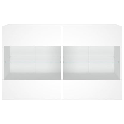 TV Wall Cabinet with LED Lights White 98.5x30x60.5 cm