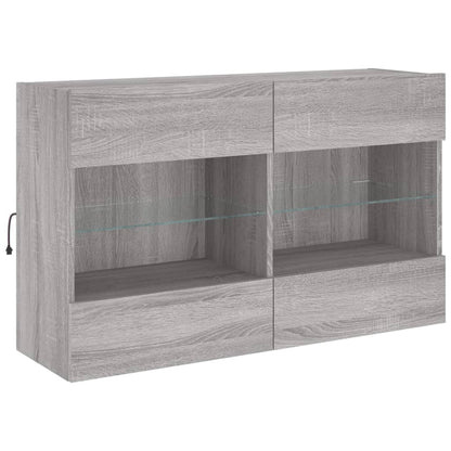 TV Wall Cabinet with LED Lights Grey Sonoma 98.5x30x60.5 cm