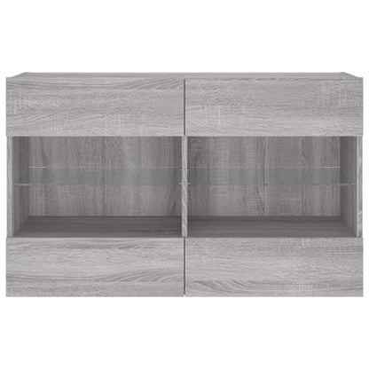TV Wall Cabinet with LED Lights Grey Sonoma 98.5x30x60.5 cm