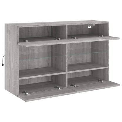 TV Wall Cabinet with LED Lights Grey Sonoma 98.5x30x60.5 cm