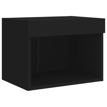 Bedside Cabinets with LED Lights Wall-mounted 2 pcs Black