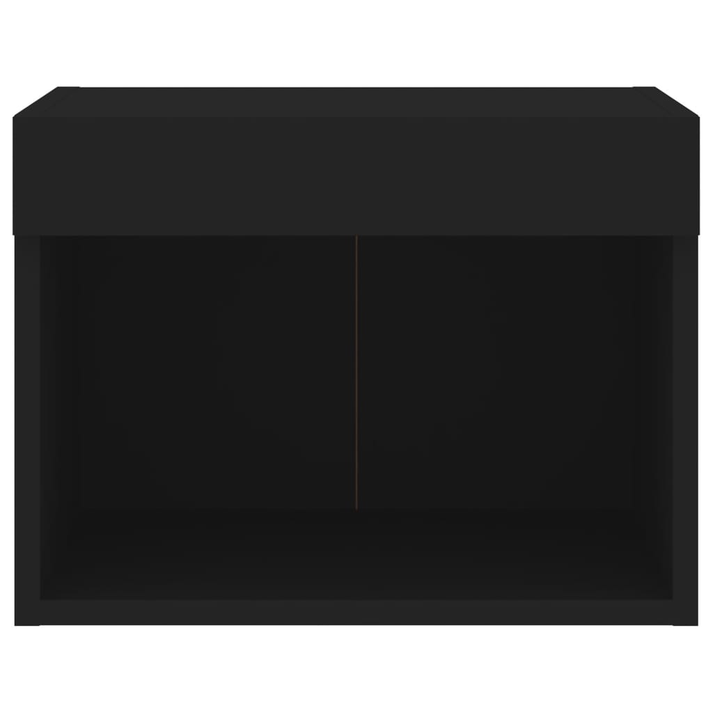 Bedside Cabinets with LED Lights Wall-mounted 2 pcs Black