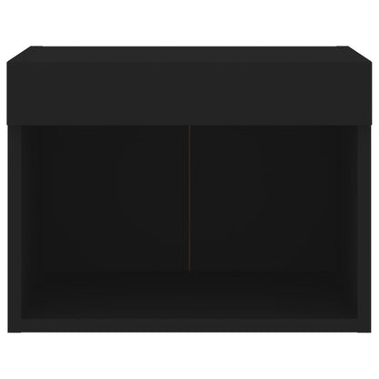 Bedside Cabinets with LED Lights Wall-mounted 2 pcs Black