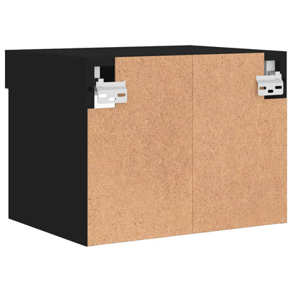 Bedside Cabinets with LED Lights Wall-mounted 2 pcs Black