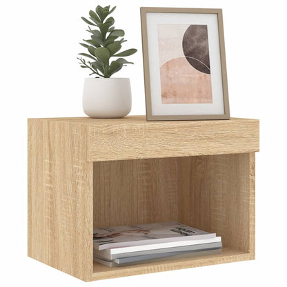 Bedside Cabinets with LED Lights Wall-mounted 2 pcs Sonoma Oak
