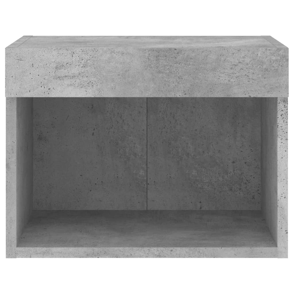 Bedside Cabinet with LED Lights Wall-mounted Concrete Grey
