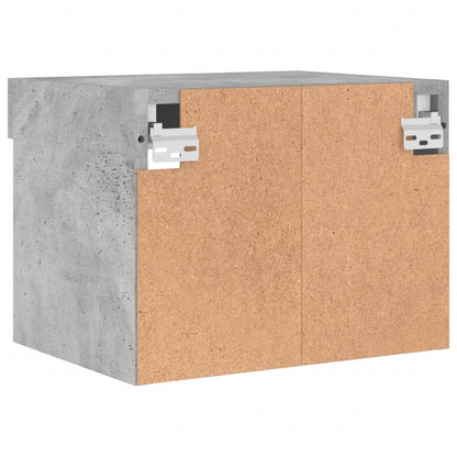 Bedside Cabinet with LED Lights Wall-mounted Concrete Grey