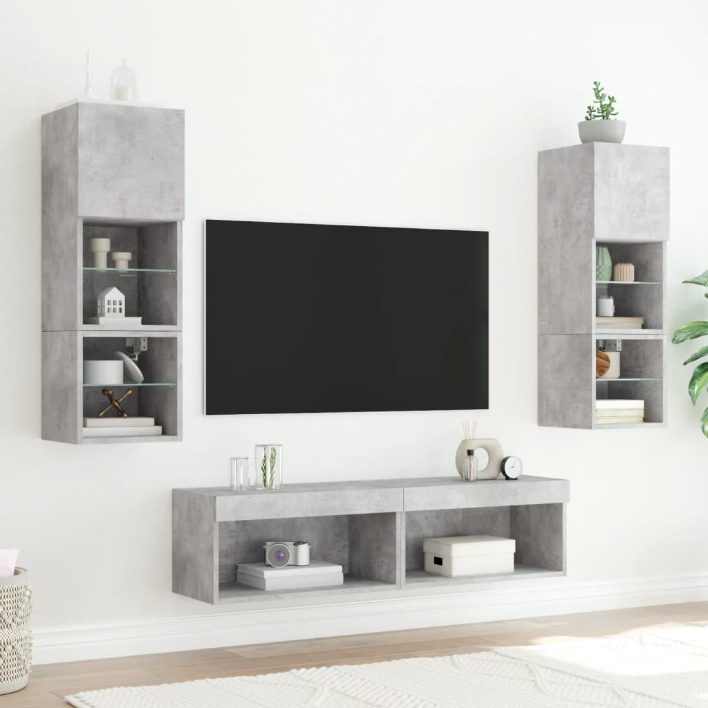 TV Cabinet with LED Lights Concrete Grey 60x30x30 cm
