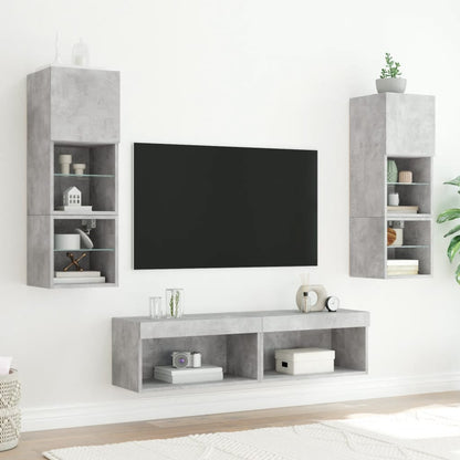 TV Cabinet with LED Lights Concrete Grey 60x30x30 cm