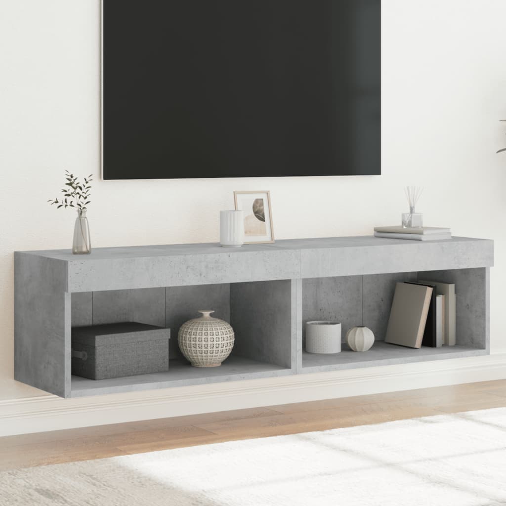 TV Cabinets with LED Lights 2 pcs Concrete Grey 60x30x30 cm