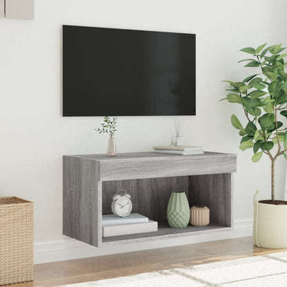 TV Cabinet with LED Lights Grey Sonoma 60x30x30 cm