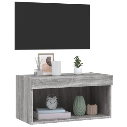 TV Cabinet with LED Lights Grey Sonoma 60x30x30 cm
