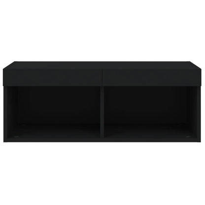 TV Cabinet with LED Lights Black 80x30x30 cm