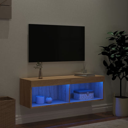 TV Cabinet with LED Lights Sonoma Oak 100x30x30 cm