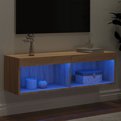TV Cabinet with LED Lights Sonoma Oak 100x30x30 cm