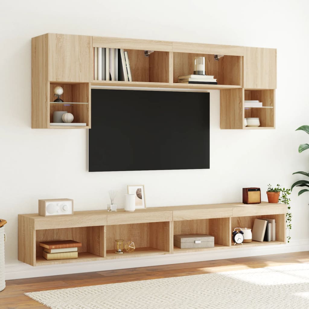 TV Cabinet with LED Lights Sonoma Oak 100x30x30 cm