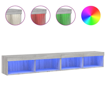 TV Cabinets with LED Lights 2 pcs Grey Sonoma 100x30x30 cm