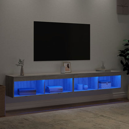 TV Cabinets with LED Lights 2 pcs Grey Sonoma 100x30x30 cm