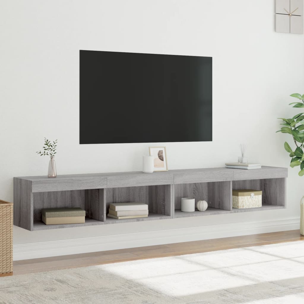 TV Cabinets with LED Lights 2 pcs Grey Sonoma 100x30x30 cm