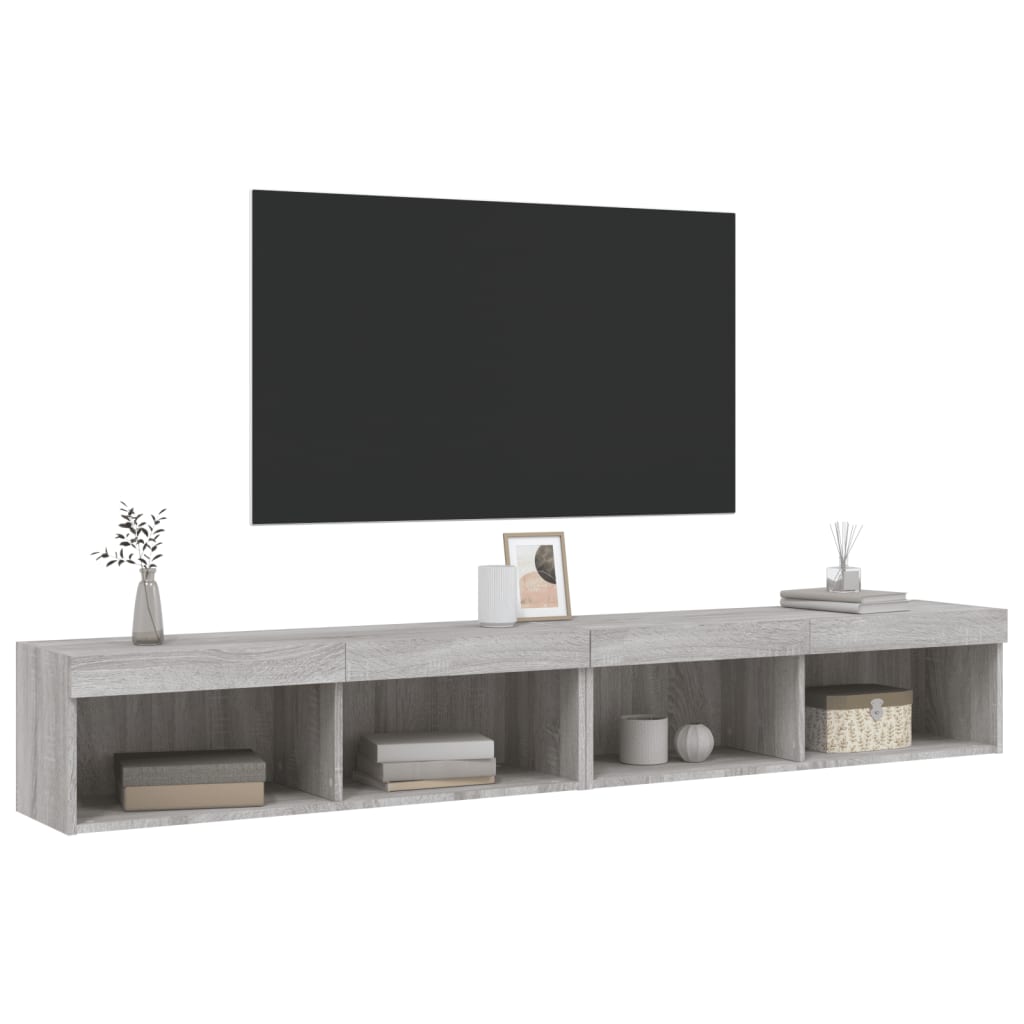 TV Cabinets with LED Lights 2 pcs Grey Sonoma 100x30x30 cm