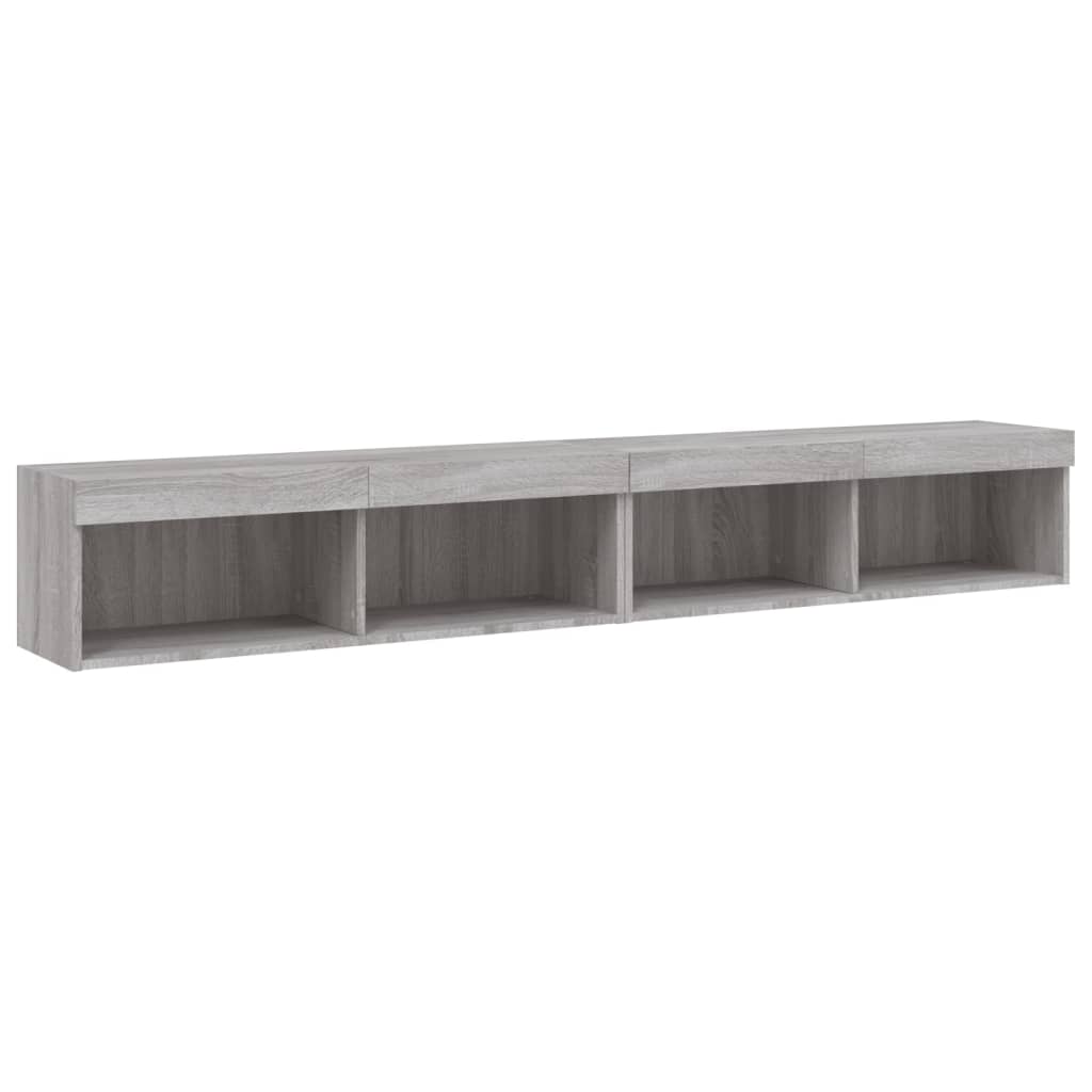 TV Cabinets with LED Lights 2 pcs Grey Sonoma 100x30x30 cm