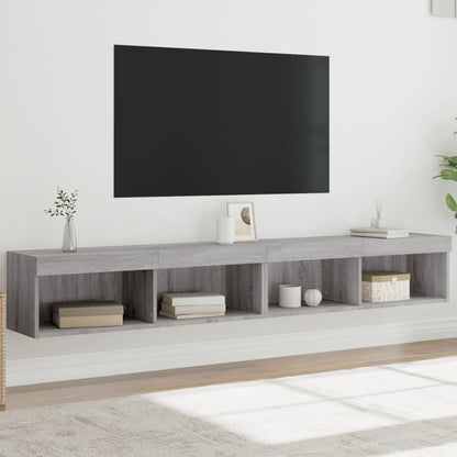 TV Cabinets with LED Lights 2 pcs Grey Sonoma 100x30x30 cm
