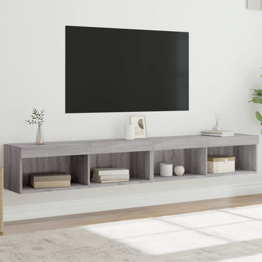 TV Cabinets with LED Lights 2 pcs Grey Sonoma 100x30x30 cm