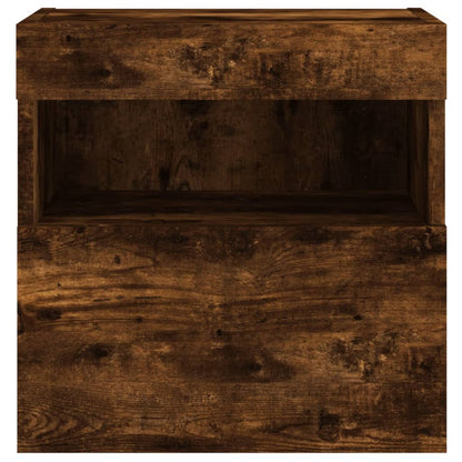 TV Wall Cabinet with LED Lights Smoked Oak 40x30x40 cm