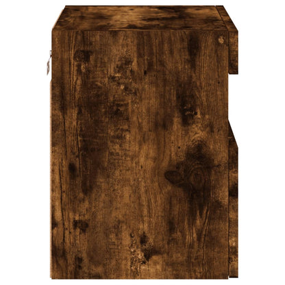 TV Wall Cabinet with LED Lights Smoked Oak 40x30x40 cm