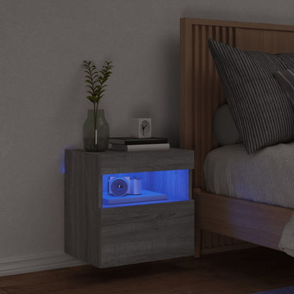 TV Wall Cabinet with LED Lights Grey Sonoma 40x30x40 cm