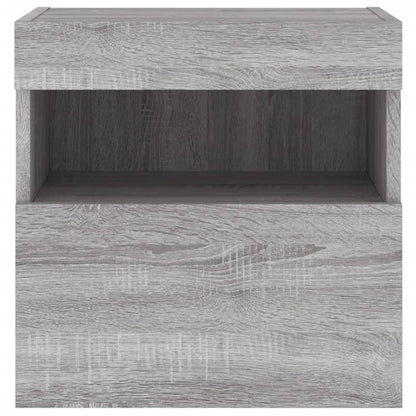 TV Wall Cabinet with LED Lights Grey Sonoma 40x30x40 cm