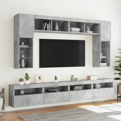 TV Wall Cabinets with LED Lights 2 pcs Concrete Grey 60x30x40 cm